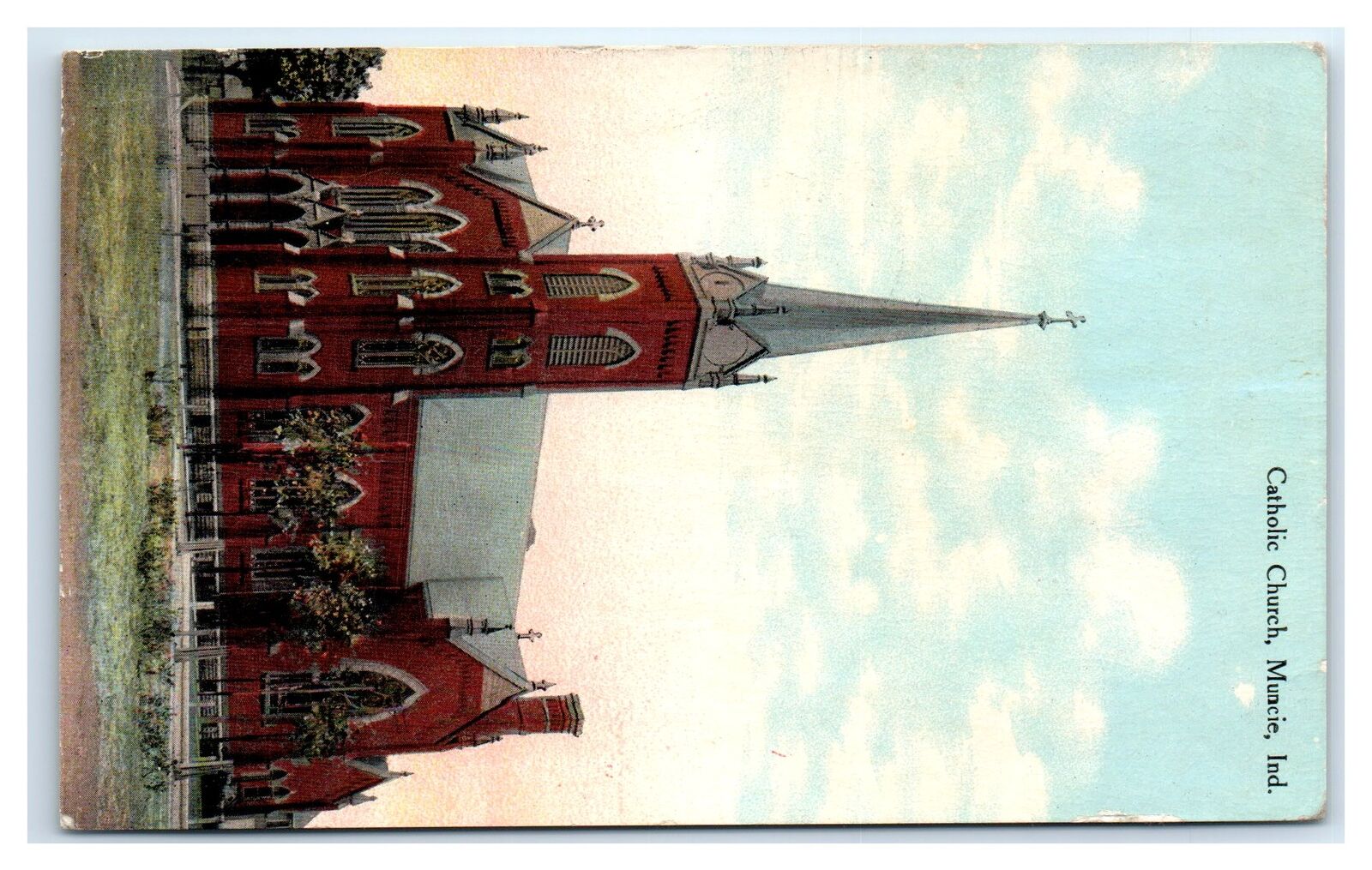 1910 MUNCIE, IN Postcard-  CATHOLIC CHURCH IND
