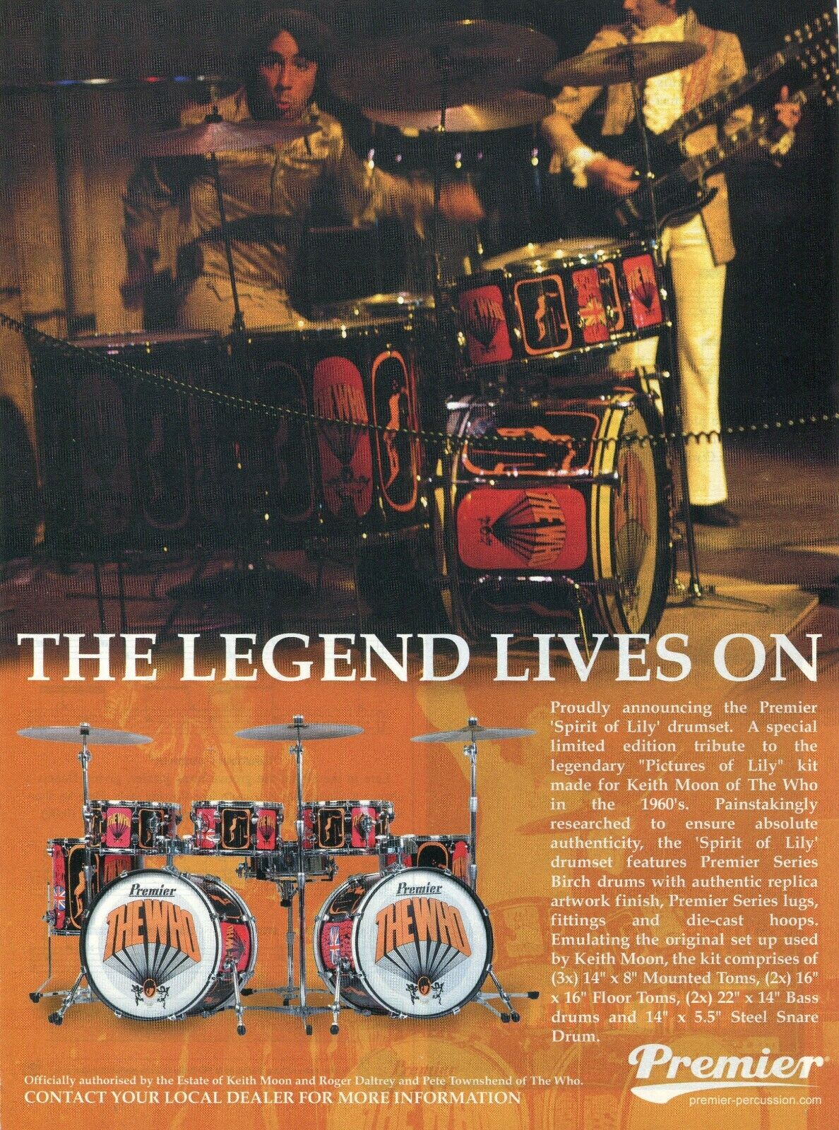 2006 Print Ad of Premier Spirit of Lily Drum Kit Tribute to Keith Moon The Who