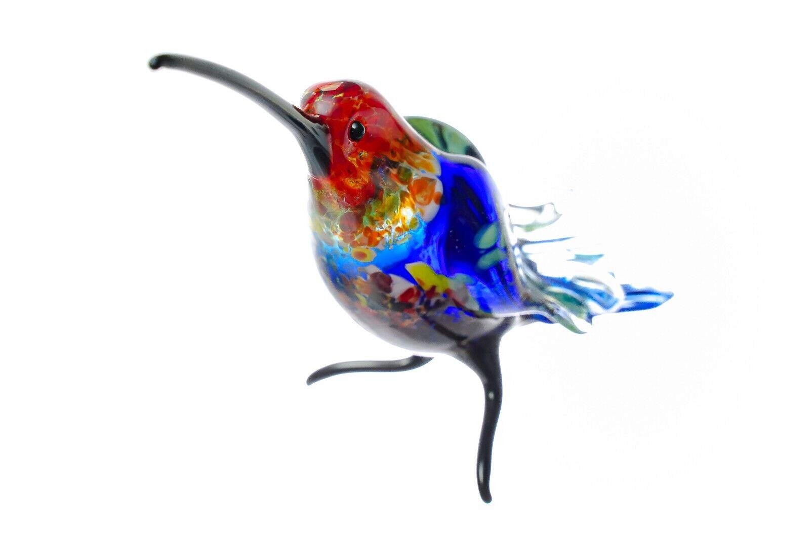Hummingbird Hand Blown Art Glass Figurine Murano Handmade Miniature Bird