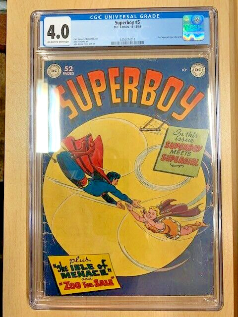 SUPERBOY #5  1st SUPERGIRL-Type Character   CURT SWAN Art   CGC VG (4.0)   1949