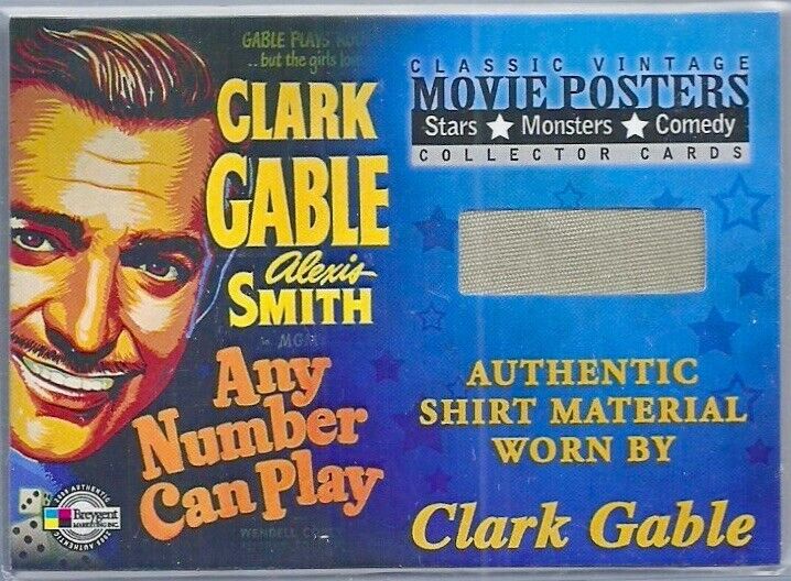 2008 Breygent Clark Gable Movie Posters Any Number Can Play #VG1 Shirt Relic