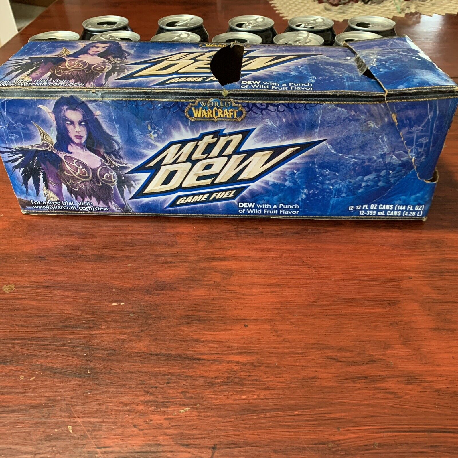 11 2009 Mountain Dew World of WarCraft Game Fuel Blue Cans With Case Empty
