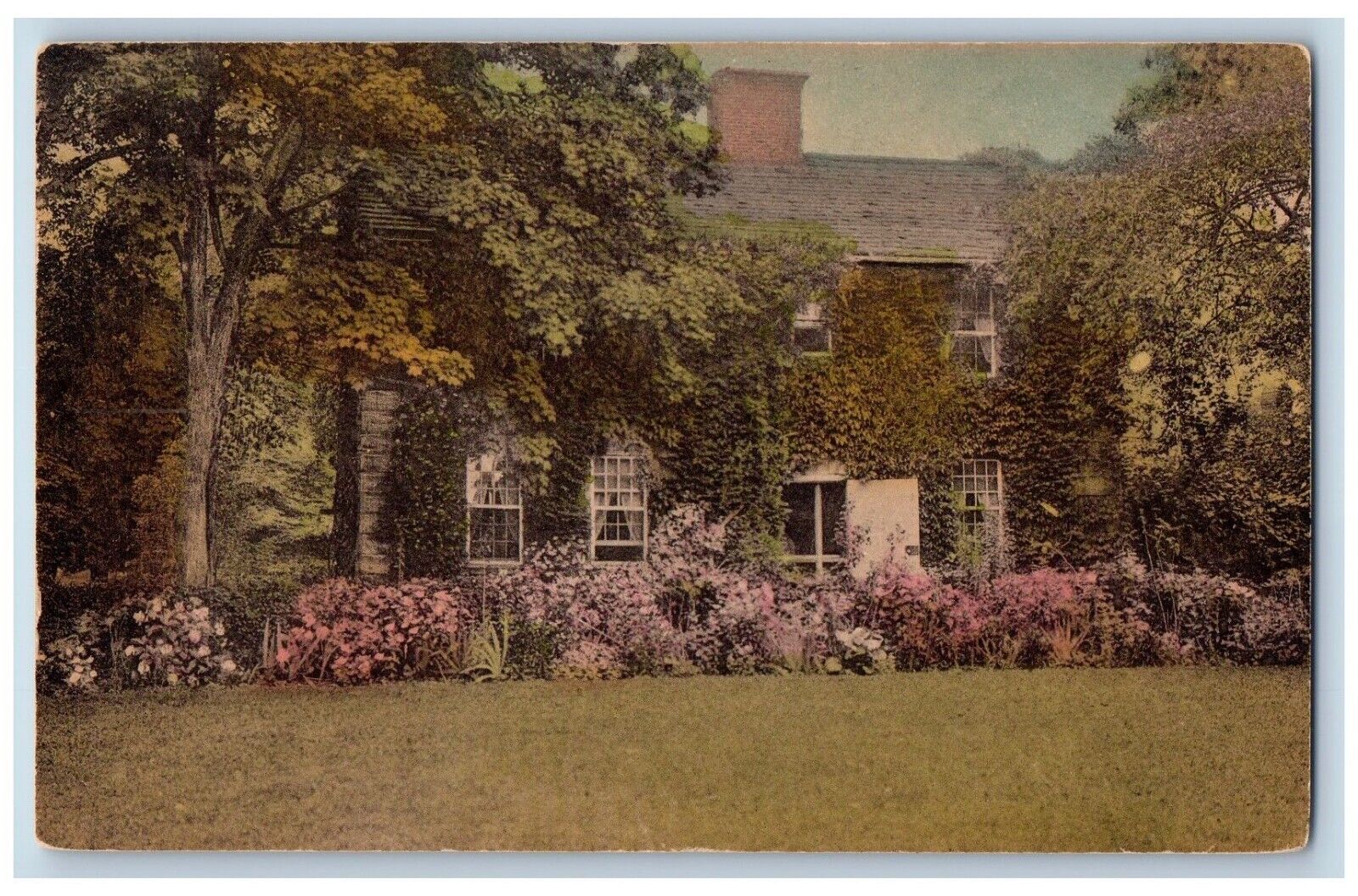East Hampton Long Island NY Postcard John Howard Payne's Home Handcolored 1953
