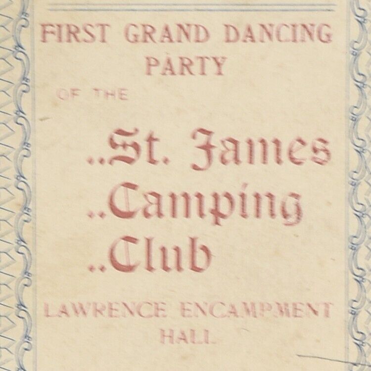 1897 St James Camping Club Dance Condit\'s Orchestra Cambridge Harvard University