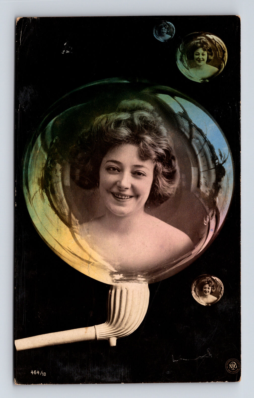 RPPC Broadway Actress Anna Held Soap Bubbles Fantasy Surrealism NPG Postcard
