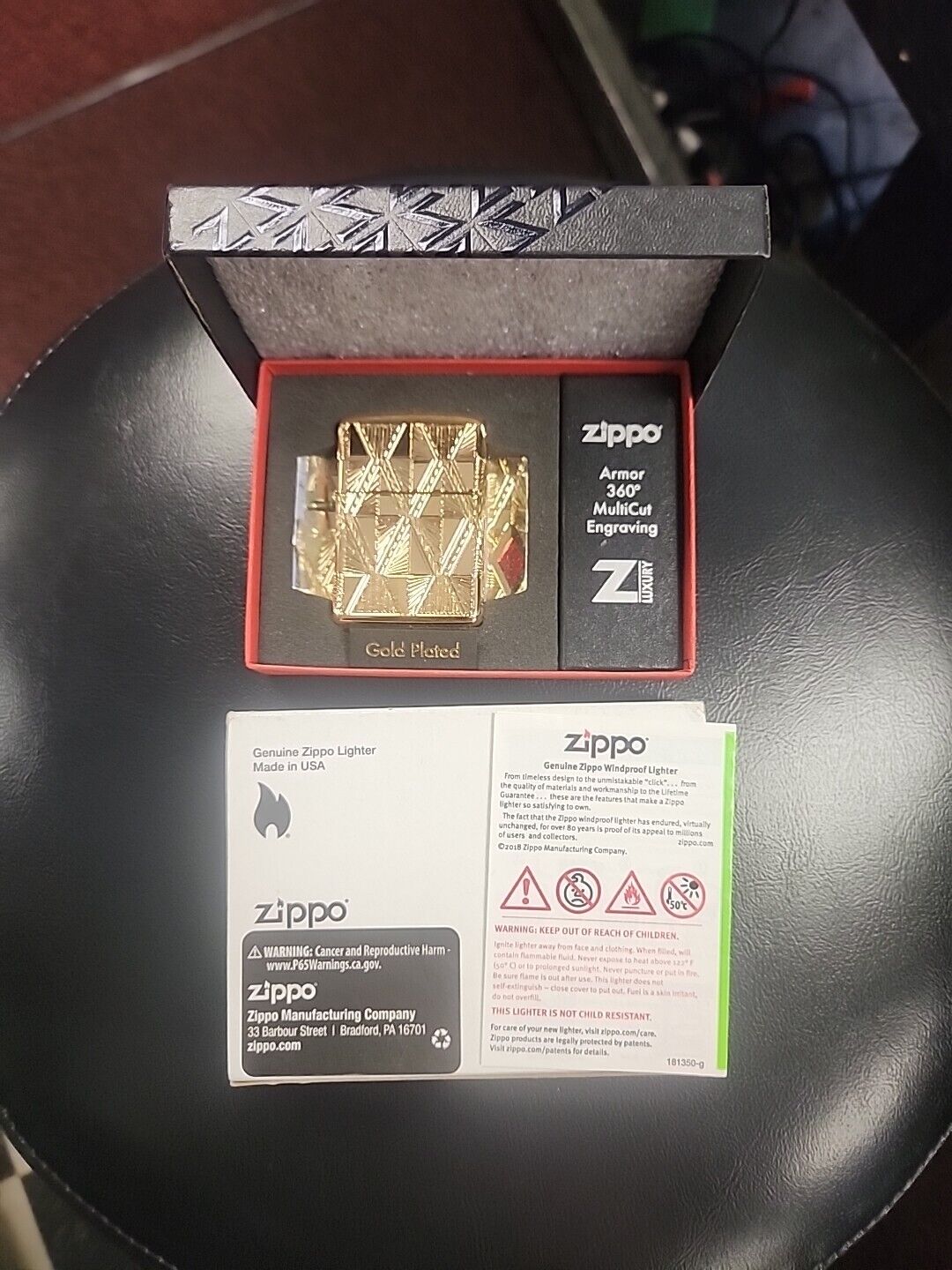 New Zippo Gold Plated 29671 Luxury Diamond Design