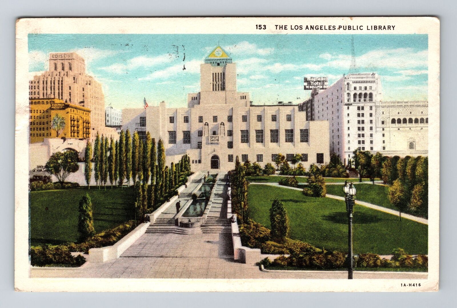 Los Angeles CA-California, Public Library, Antique Vintage Souvenir Postcard