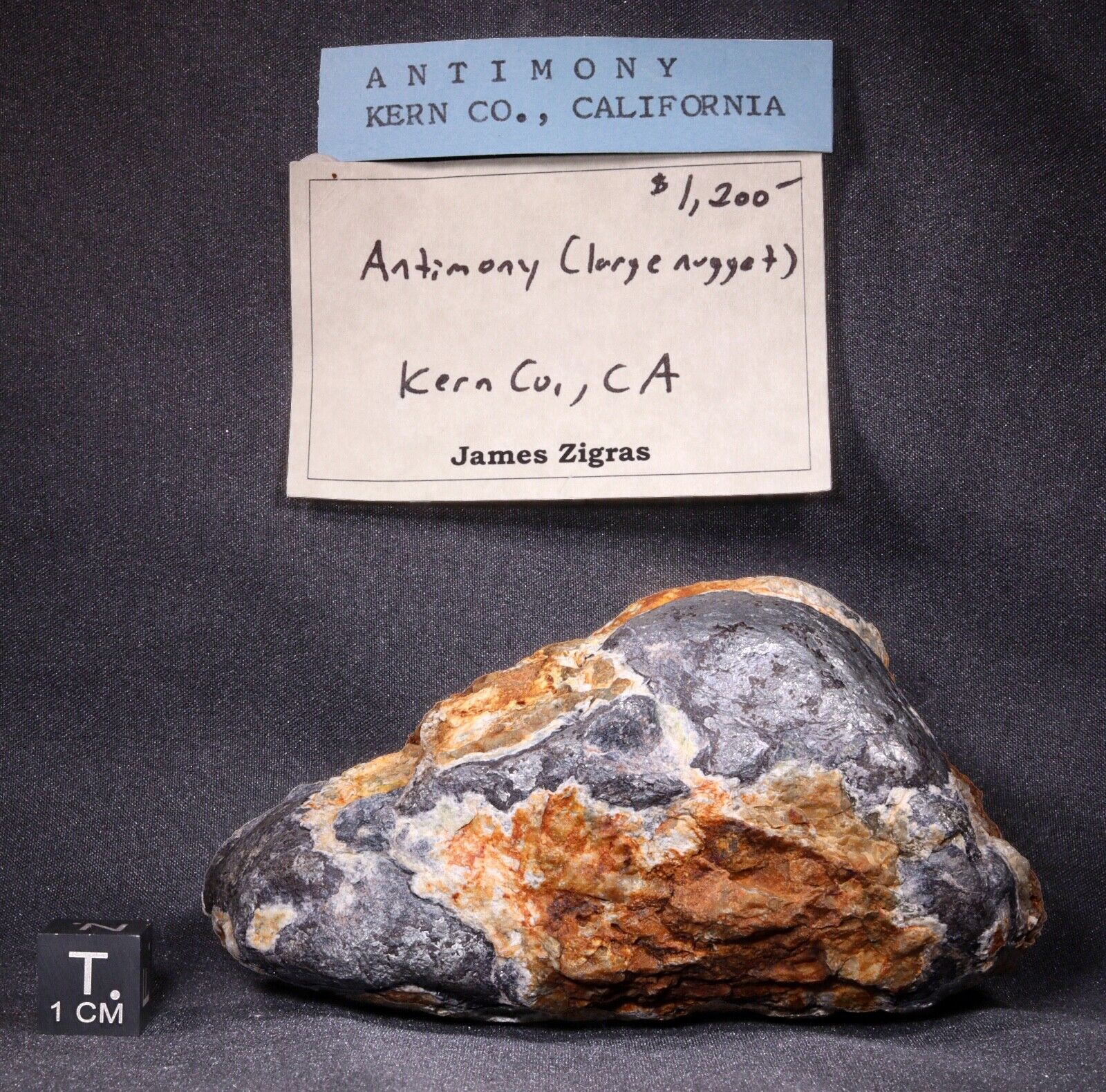 479 gram Native Antimony Nugget from the Kern County, California - coll. 1972