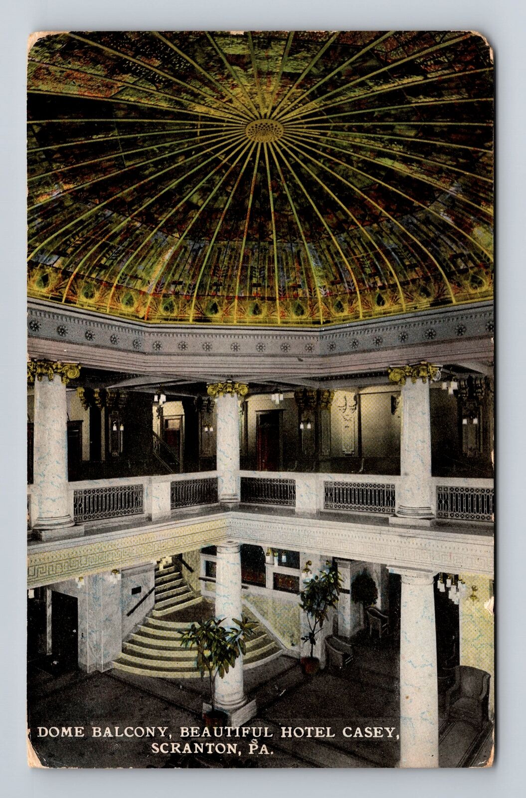 Scranton PA-Pennsylvania, Dome Balcony, Hotel Casey, Vintage c1914 Postcard