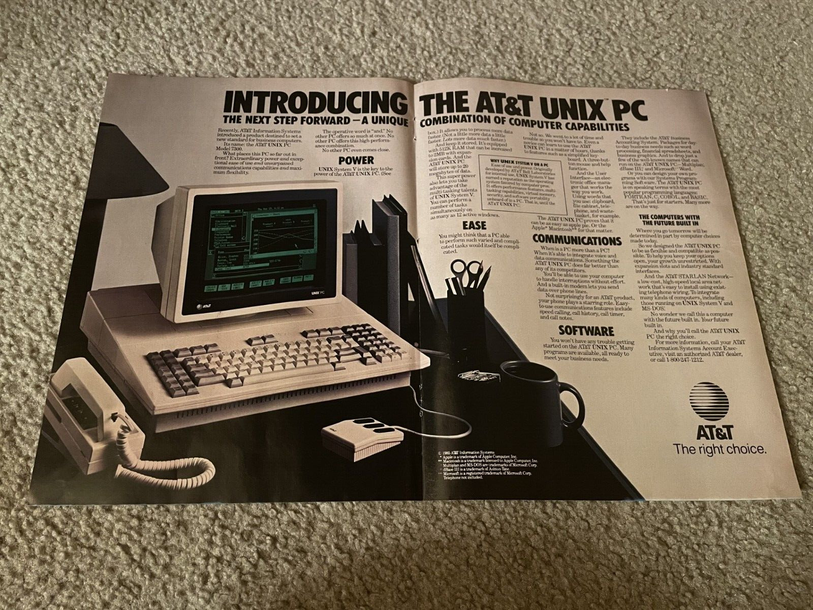 Vintage 1985 AT&T UNIX 7300 PC Home Computer Personal Print Ad