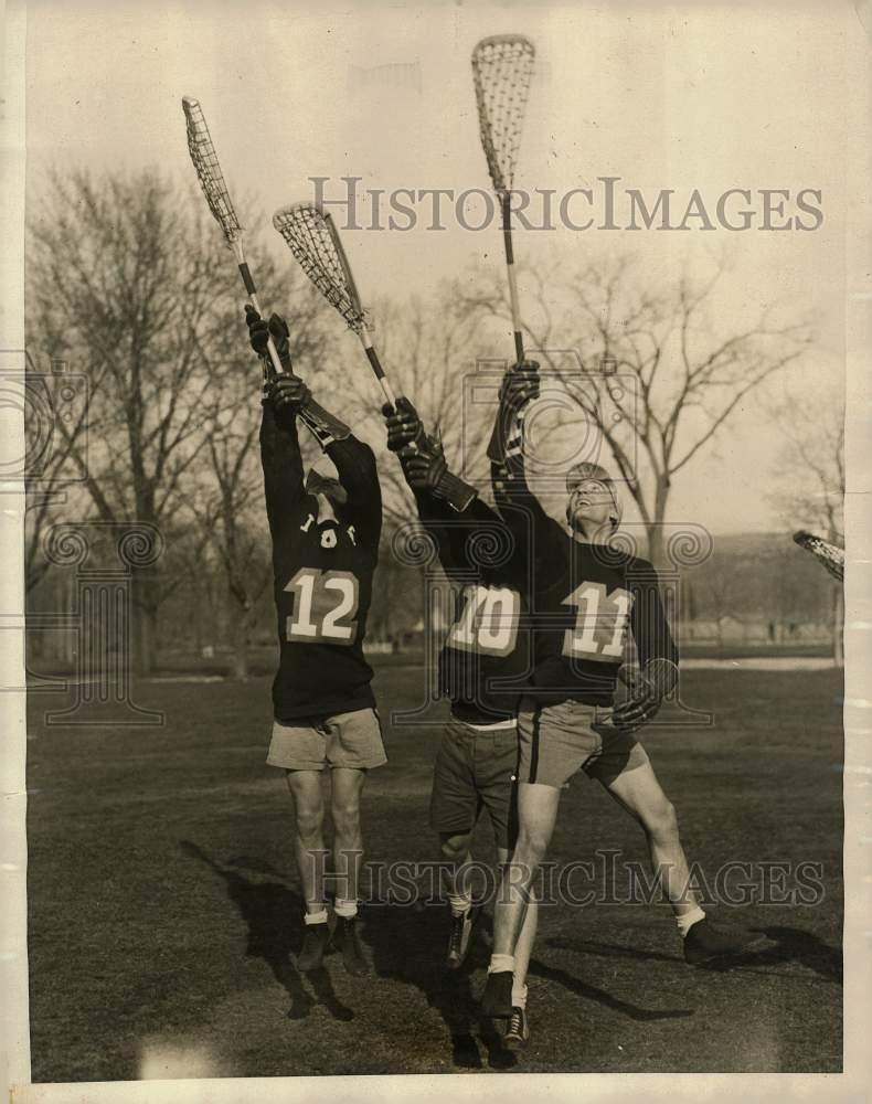 1925 Press Photo Three West Point Cadets at Lacrosse Game - kfz04746