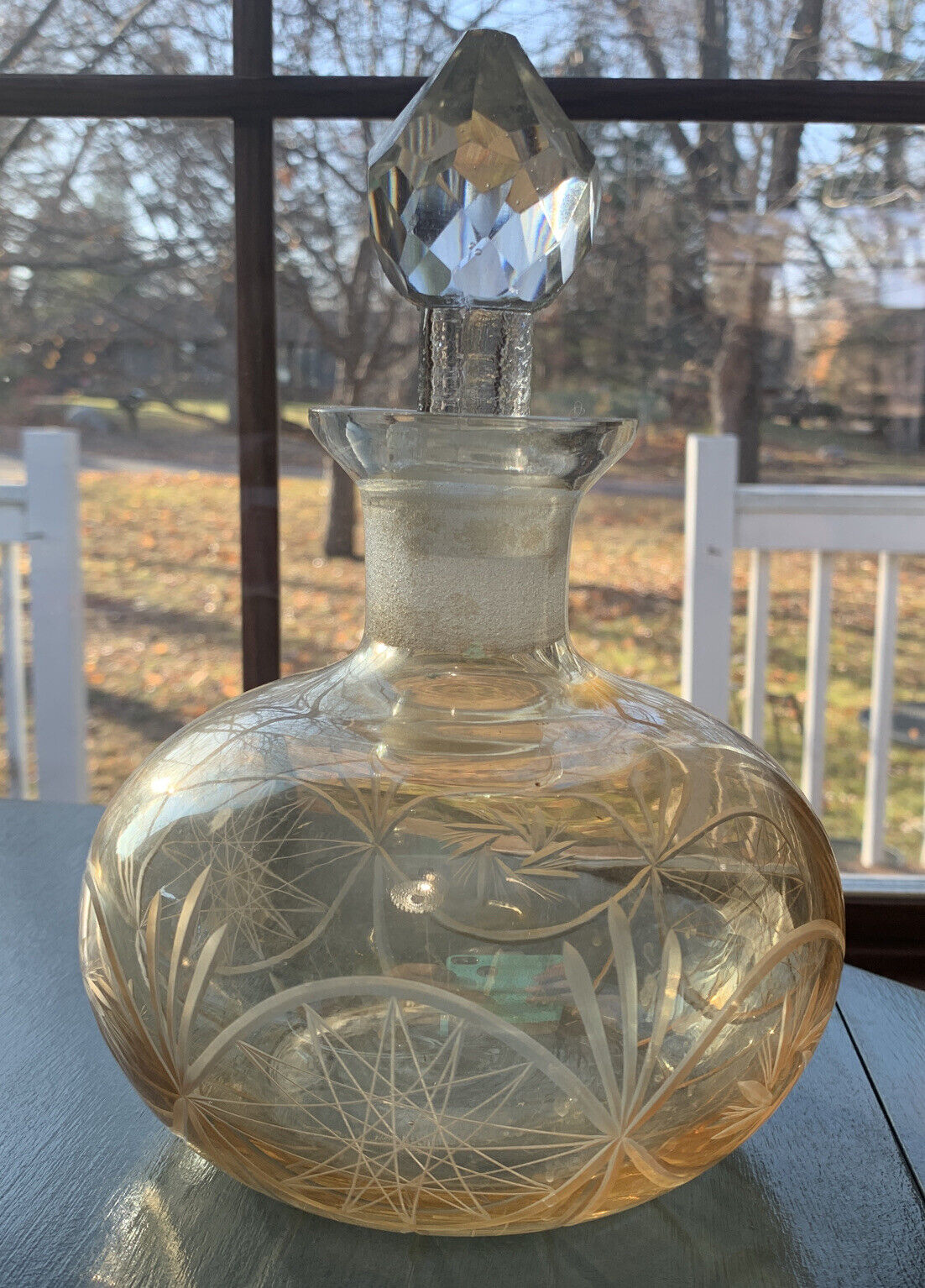 Vintage Glass liquor decanter  9” Estate Barware