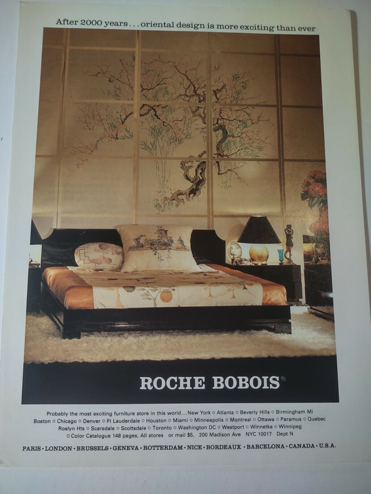 Roche Bobois Oriental Design Furniture Interior Design Vintage 1980s Print Ad