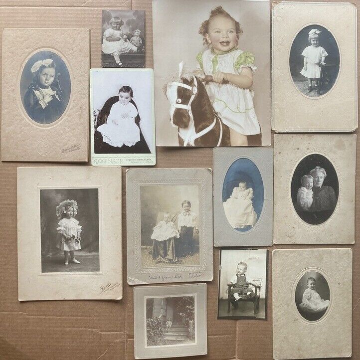antique & vintage Children & Infants photo lot (12) 1892 – 1950; some identified