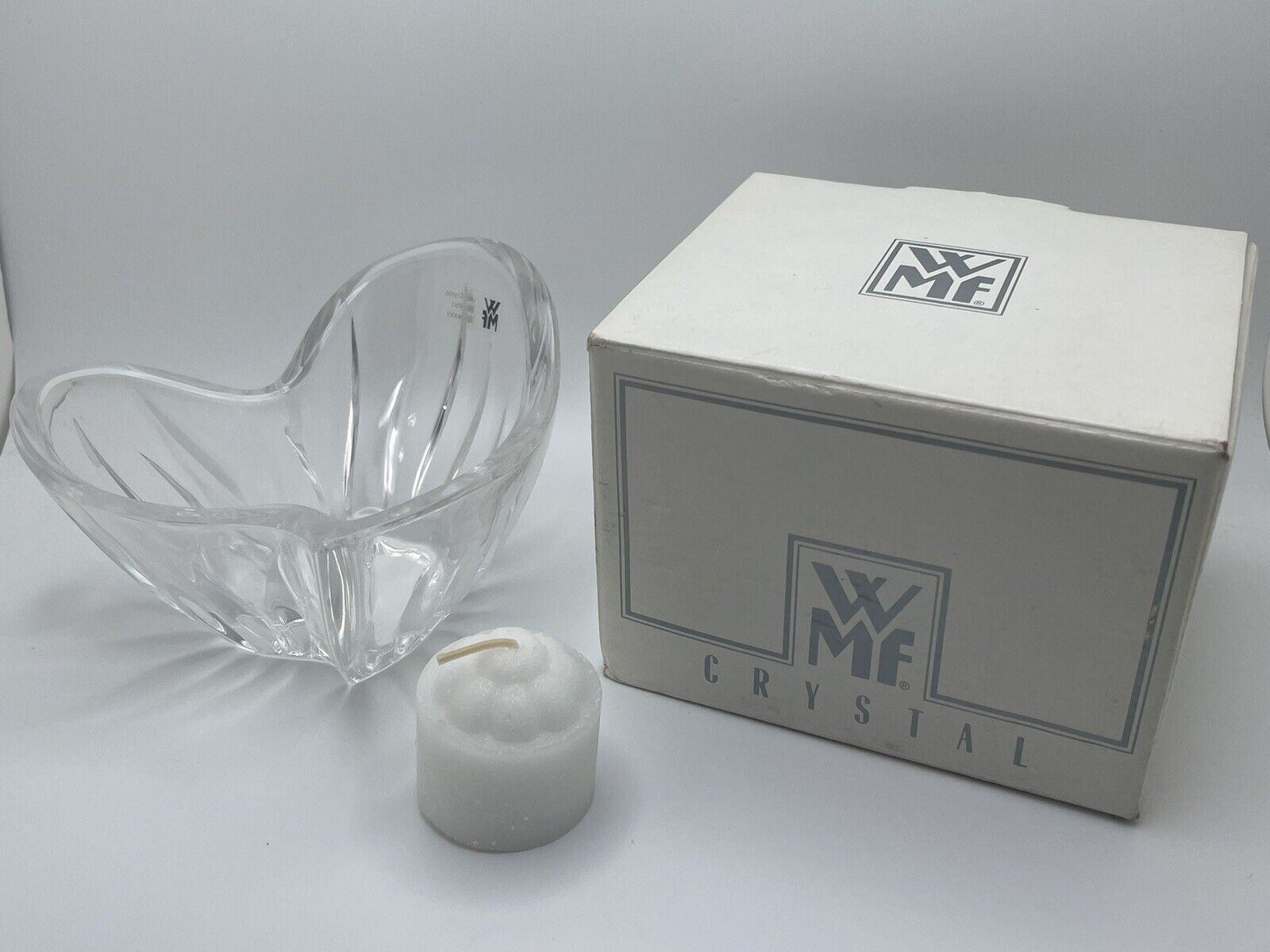 *NEW* WMF Lead Crystal Heart Shaped Votive - Tea Light Candle Holder - Germany