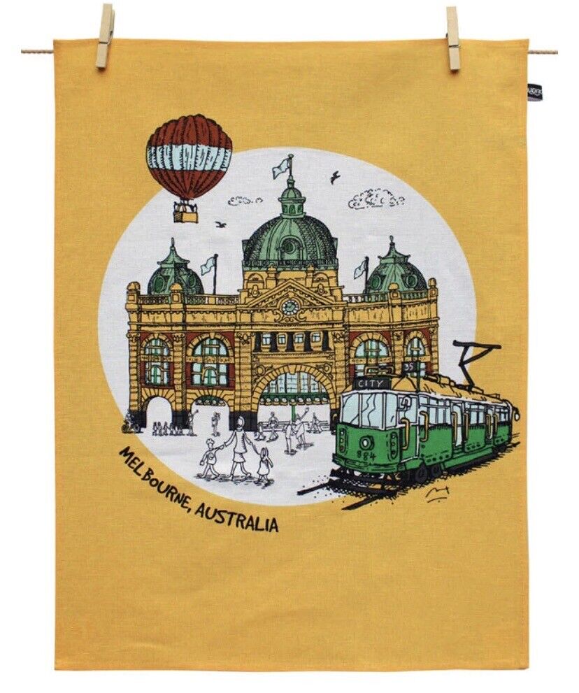 Squidinki Melbourne Collection Cotton / Linen Tea Towel Victoria Australia