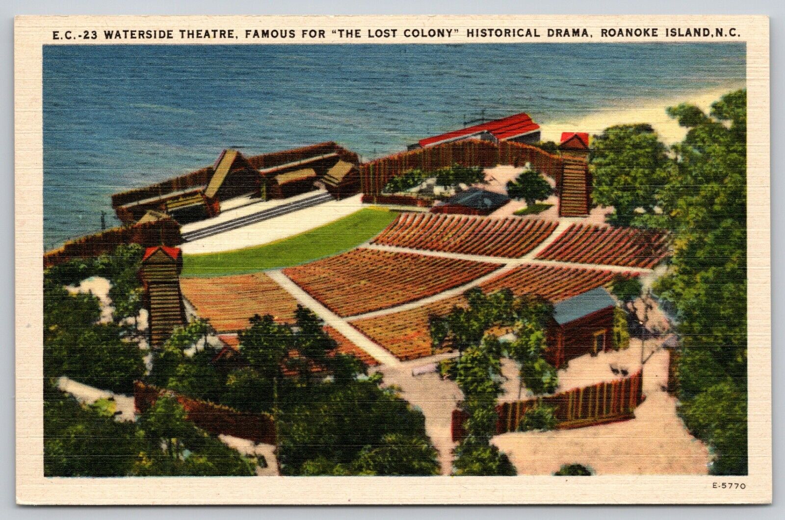 Postcard NC Roanoke Island Waterside Theatre Linen UNP A15