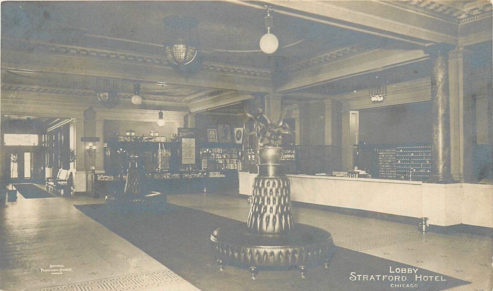 Postcard RPPC 1911 Chicago Illinois Hotel Lobby Stratford Interior 24-6133