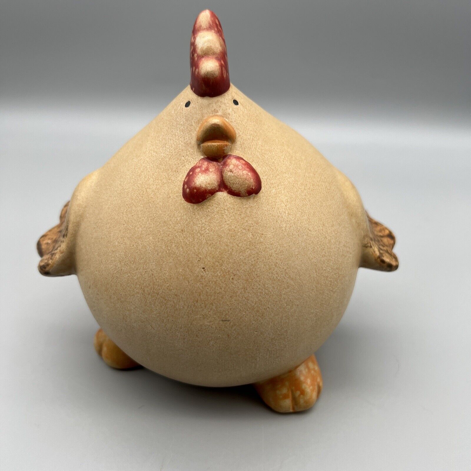 Chubby Ceramic Pottery Chicken Hen Rooster Figurine Farm House Decor