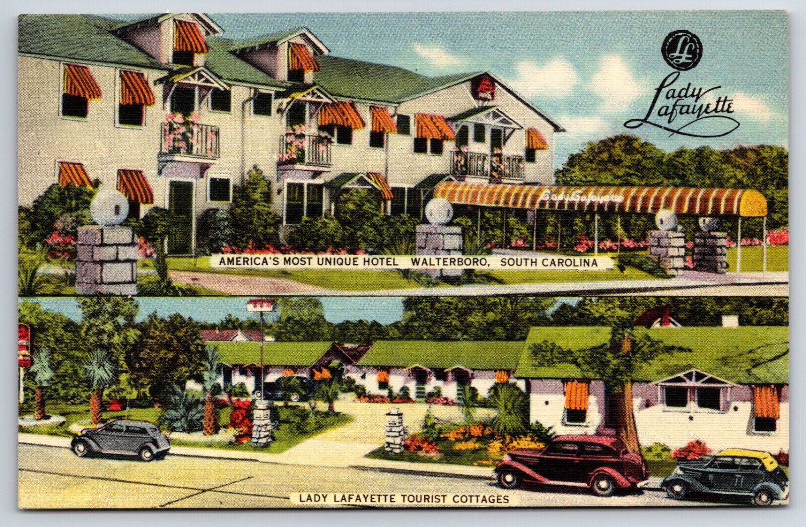 Lady Lafayette Tourist Cottages Walterboro South Carolina SC Vintage Postcard