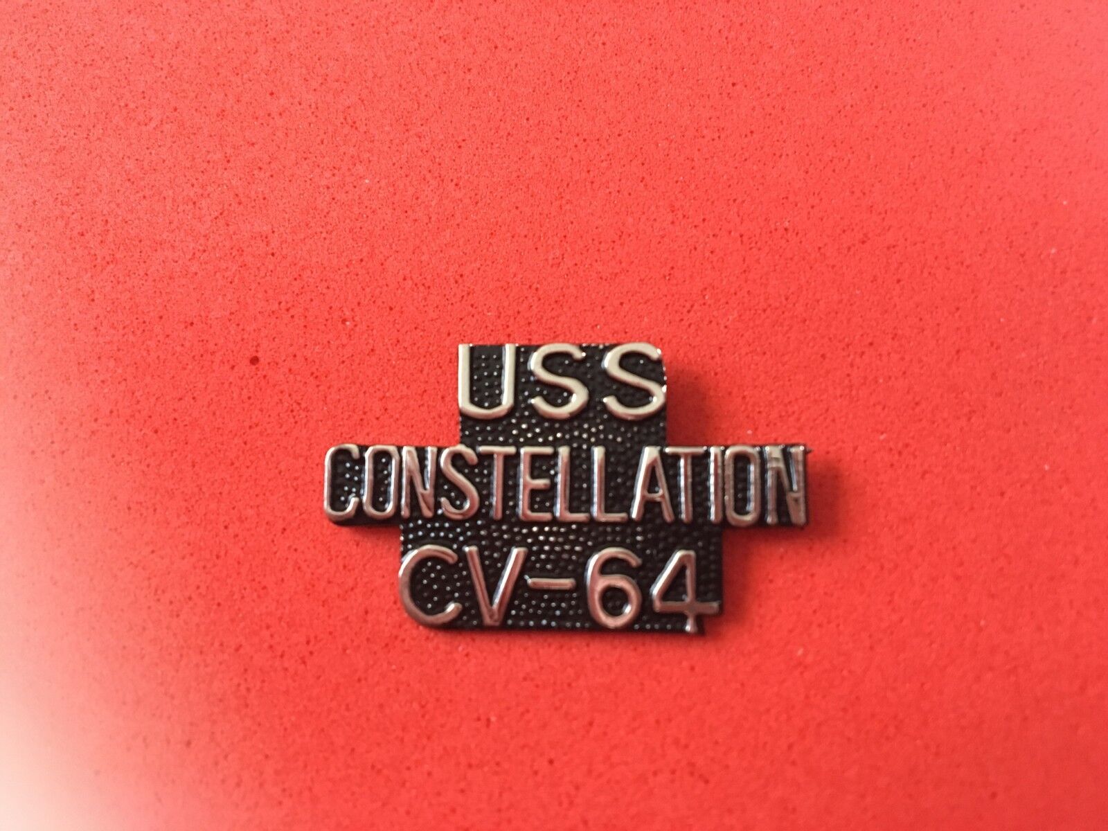 US NAVY USS CONSTELLATION (CV-64) TEXT HAT PIN