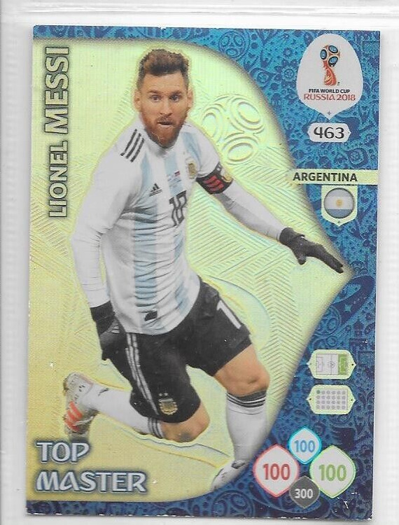 2018 Adrenalyn Russia Card - No. 463 - Argentina - Lionel Messi - Top Master
