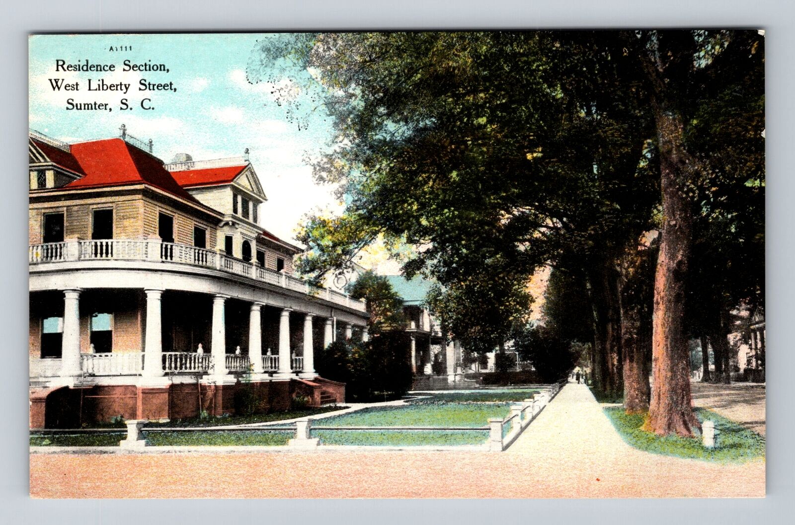 Sumter SC-South Carolina, Residence, West Liberty Street, Vintage Postcard