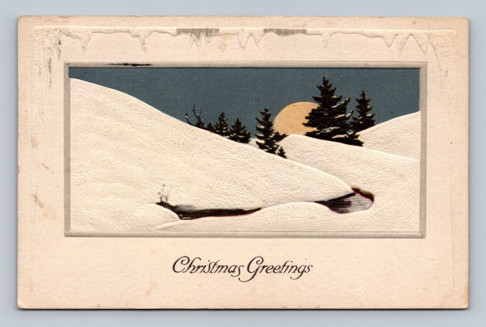 Vintage Embossed Postcard Christmas Greetings