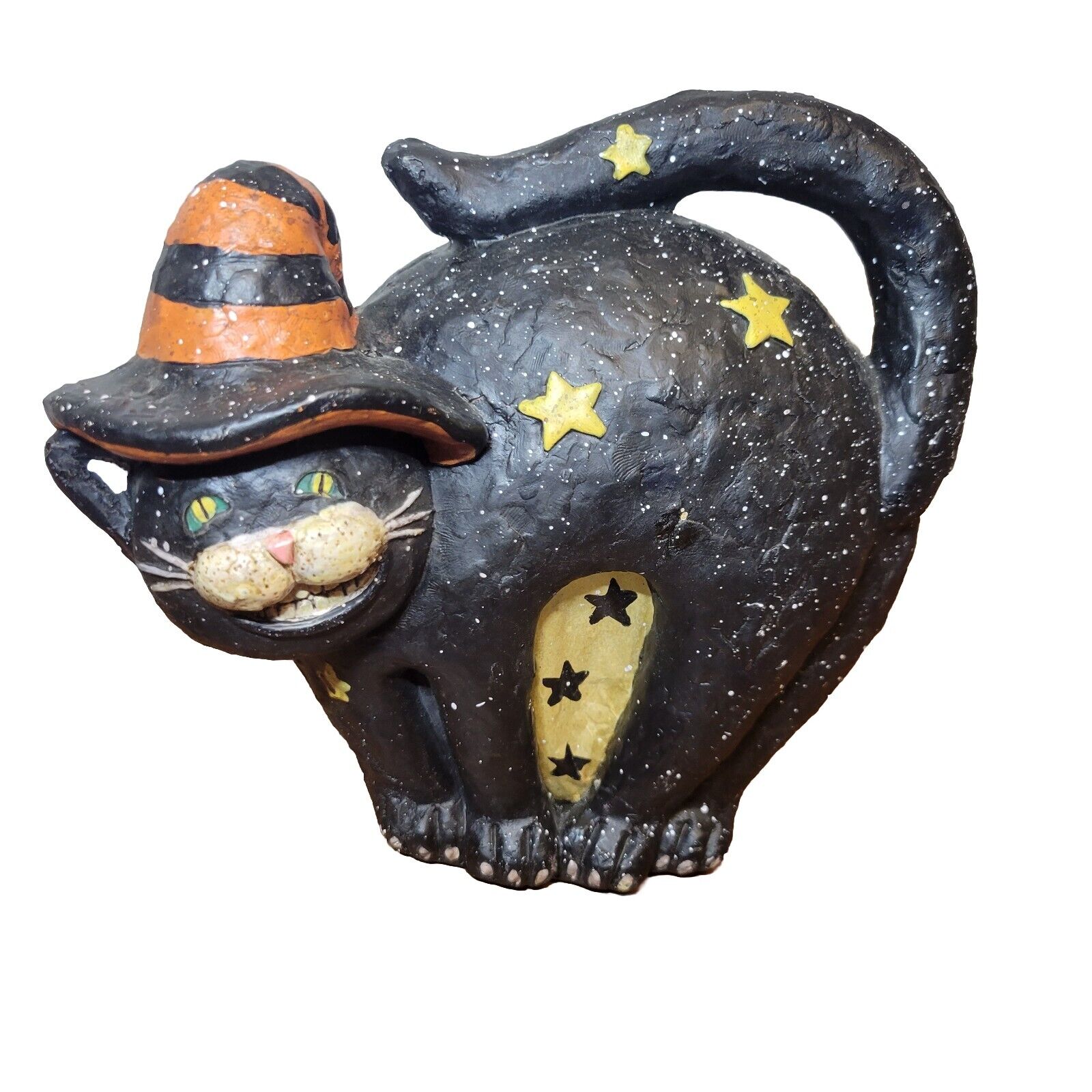 Rare Susan Winget Black Cat Halloween Decor Glow Bethany Lowe Designs 6.7 X 7.5\