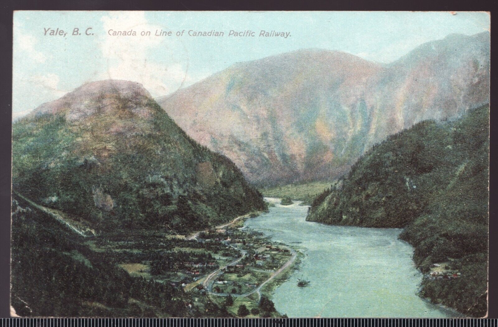 1907 RPPC Colored Postcard - posted - Yale, B.C. , C.P. Railway line.