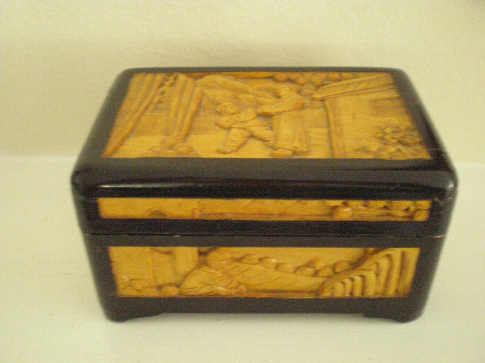 Vintage Chinese Oriental Camphor Wood Casket Box Hand Made