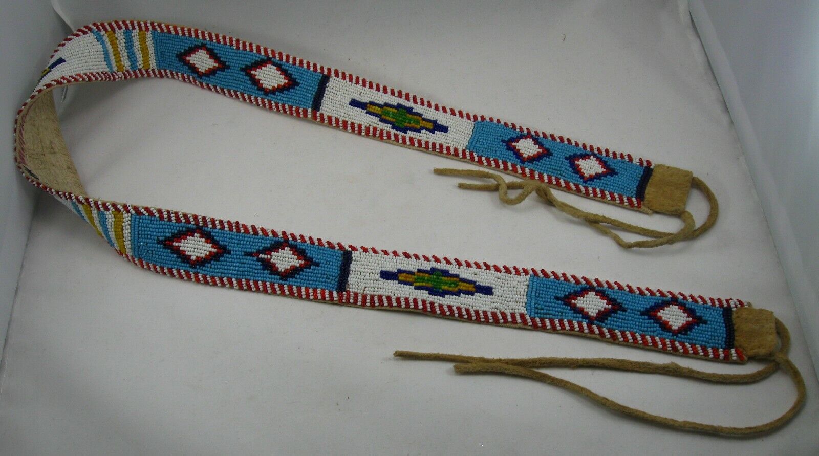 Early 1900s Dogrib (Northern Athabaskan) Beaded Dress Belt, Geometric Designs