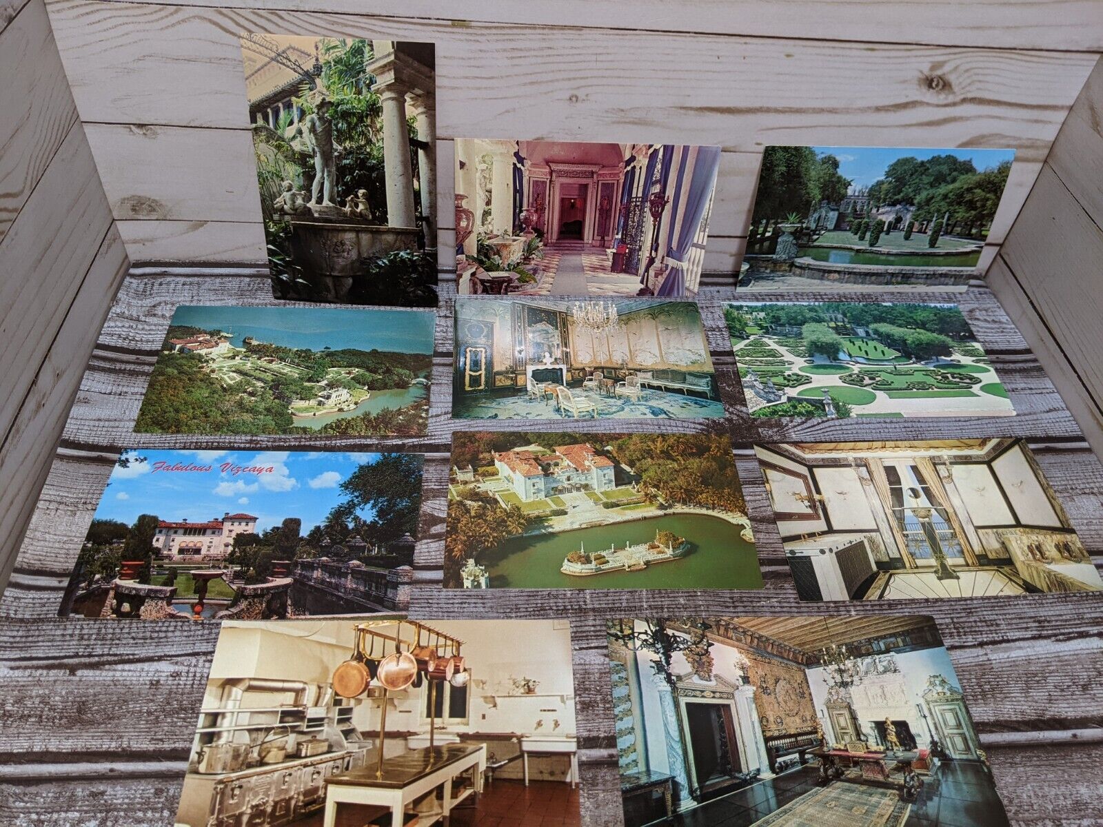 11 Vintage Vizcaya Dade County Florida Postcard Lot