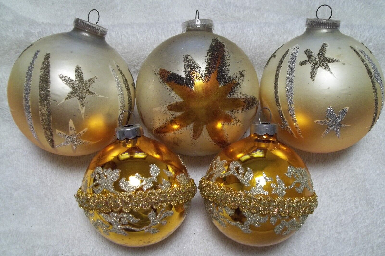 3 LARGE Vintage DBGM West Germany Glass Christmas Ornaments Plus 2 others