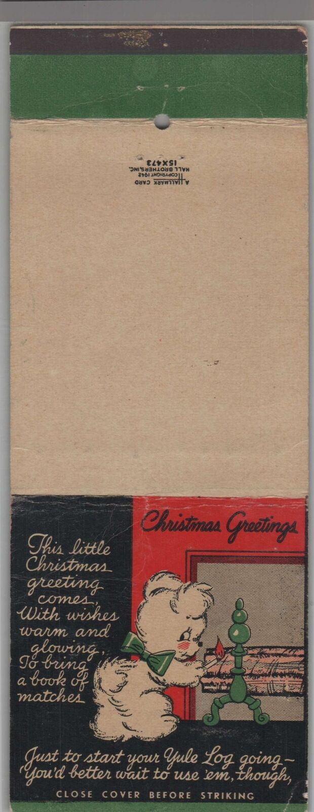 Giant Matchbook Cover - Hallmark Cards Christmas Greetings