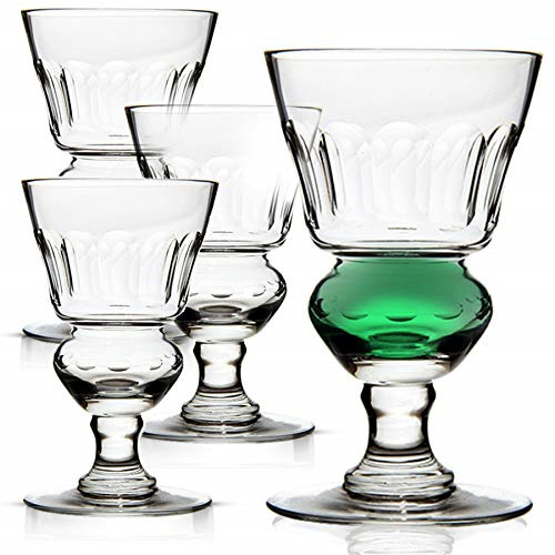 Amehla Original Absinthe Glass: Set of 4 Glasses - Vintage Reservoir Pontarlier