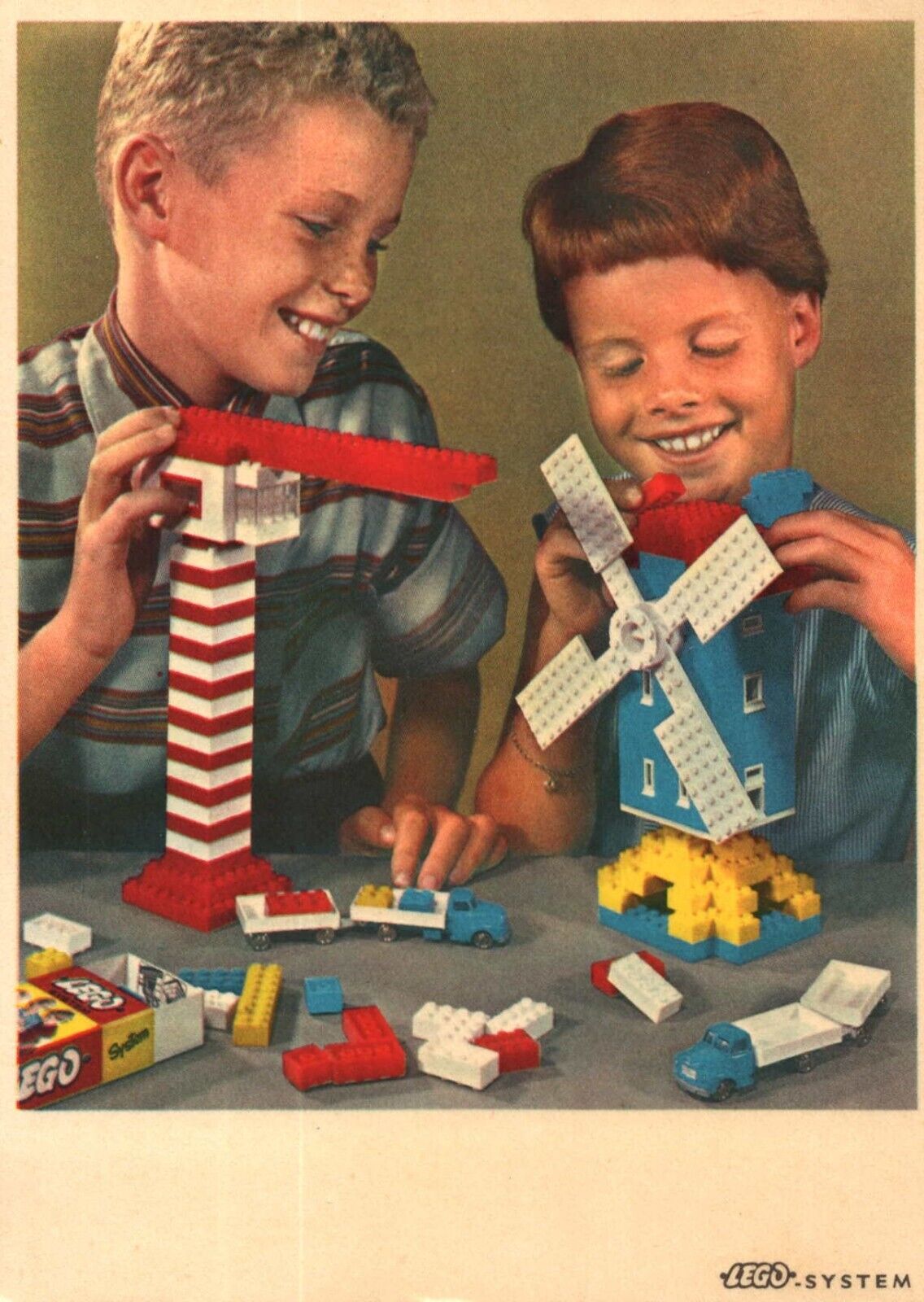 Lego System Advertising Card Children Play w/ Legos Vintage Early 60's Size 4x6