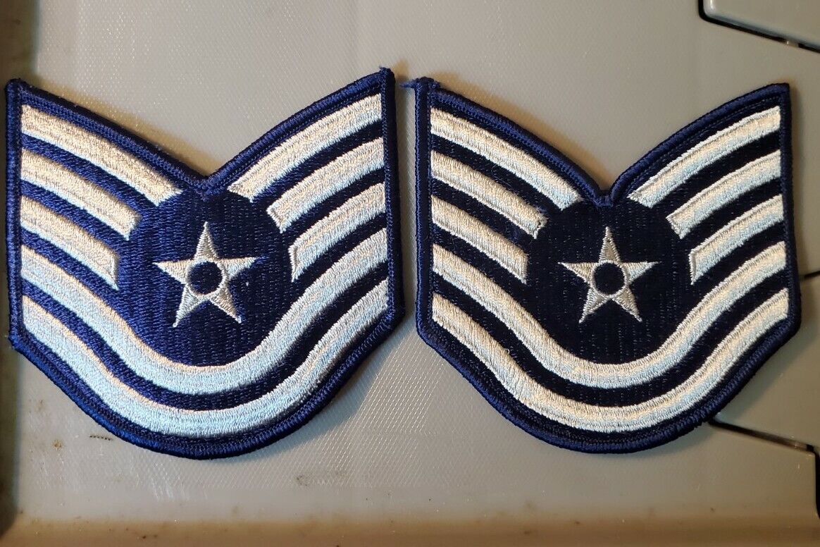 2 U.S AIR FORCE USAF TECHNICAL SERGEANT RANK INSIGNIA STRIPES PATCHES Large New