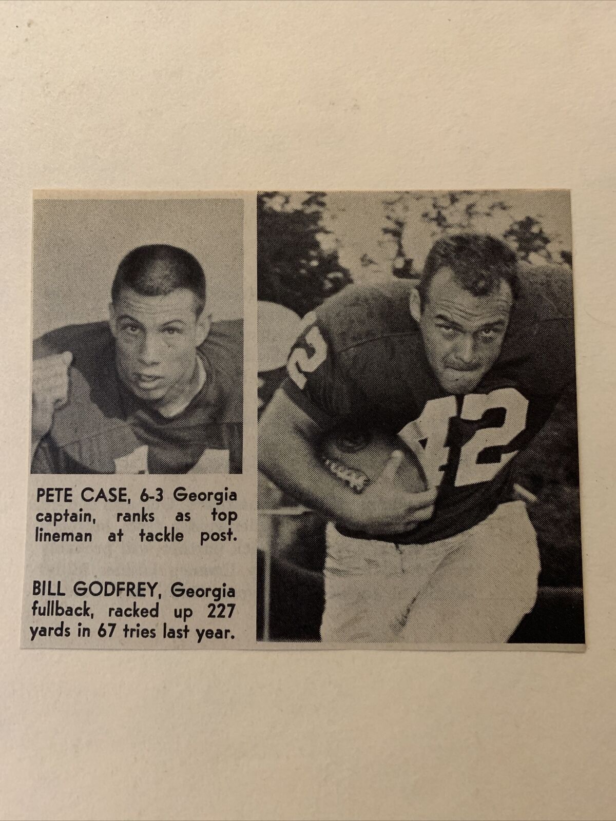 Pete Case Bill Godfrey Georgia Bulldogs 1961 S&S Football Pictorial CO Panel