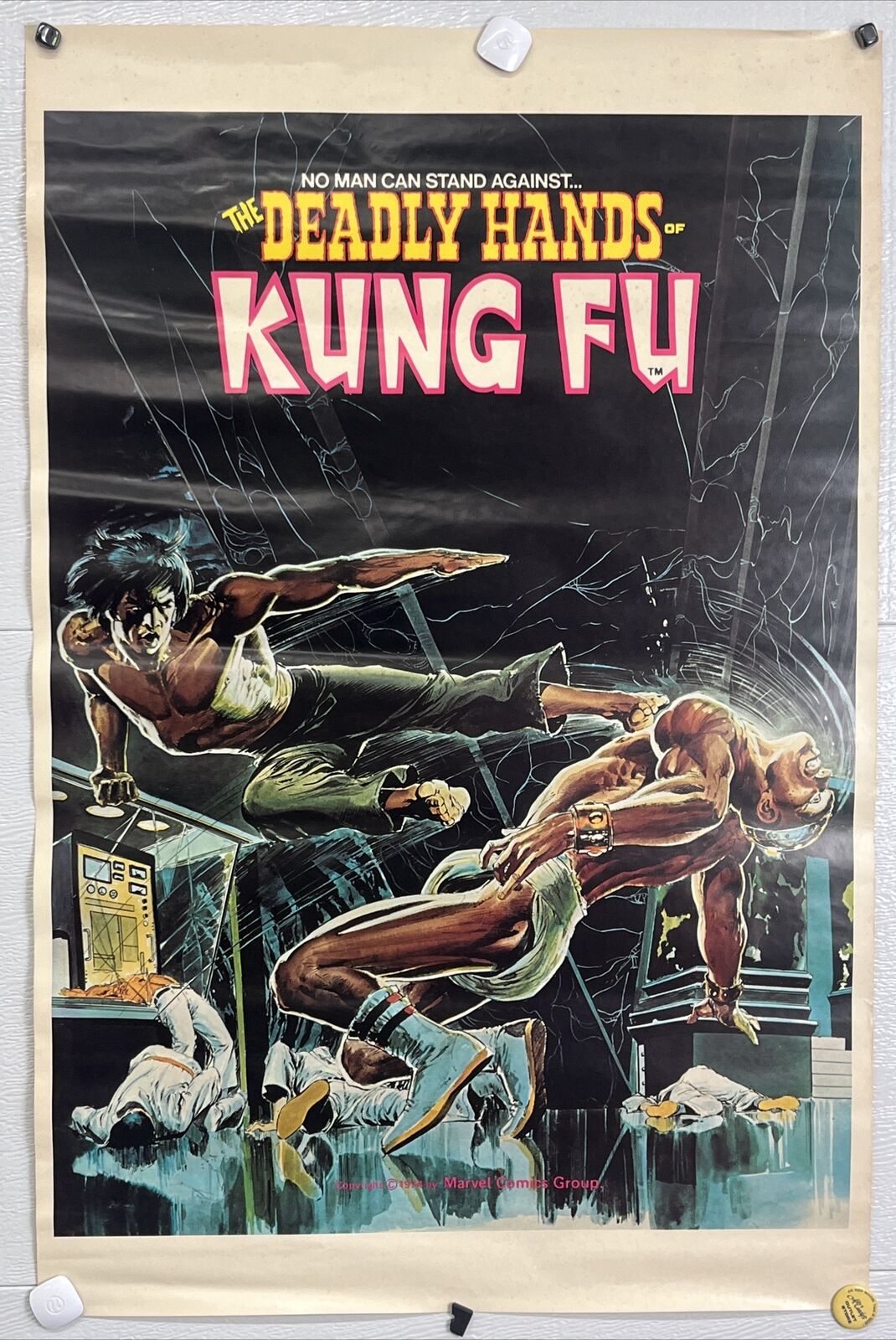 Rare vintage 1974 Marvel comics the deady hands of KUNG FU poster