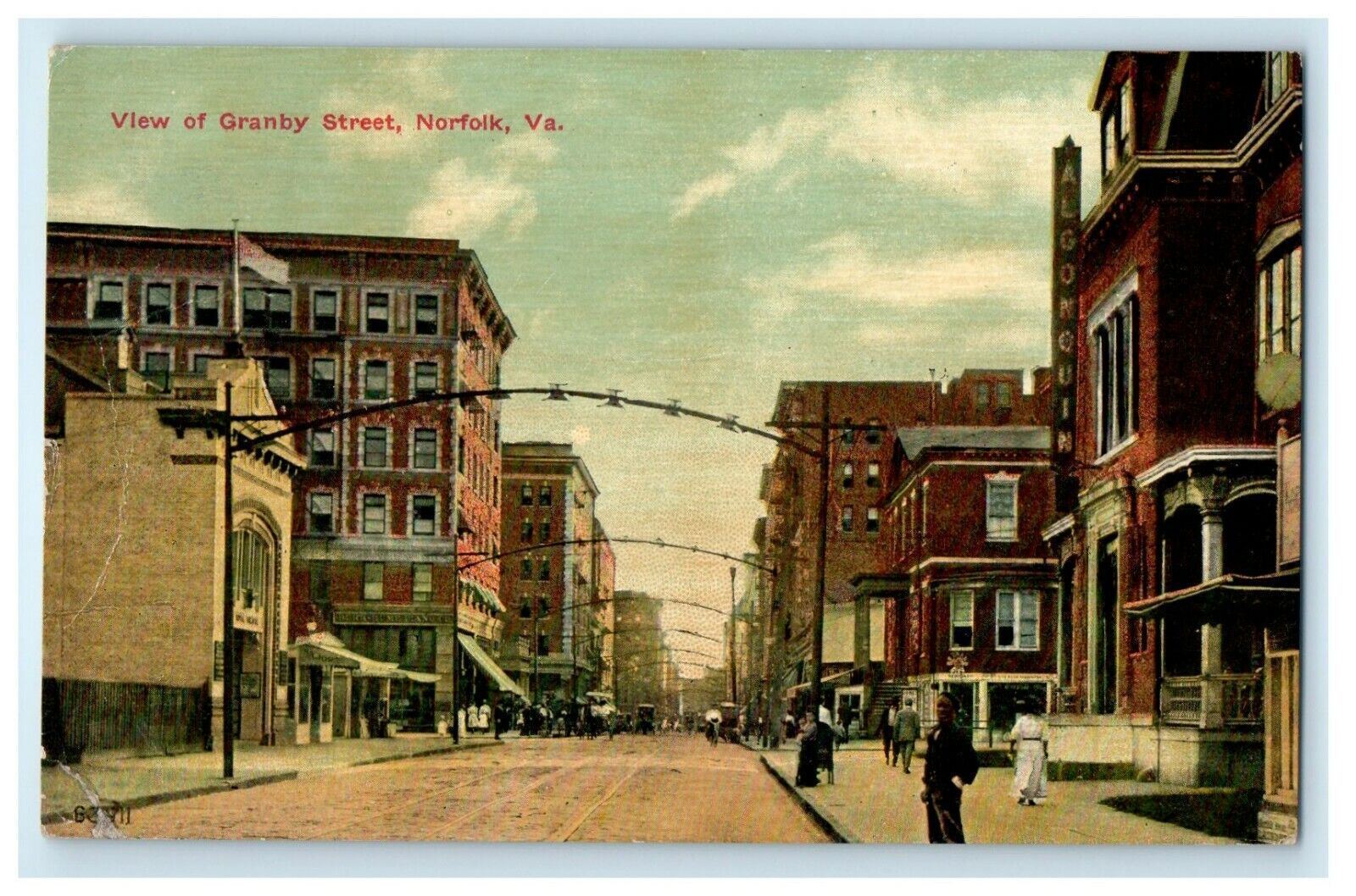 1912 View of Granby Street, Norfolk, Virginia VA Antique Postcard
