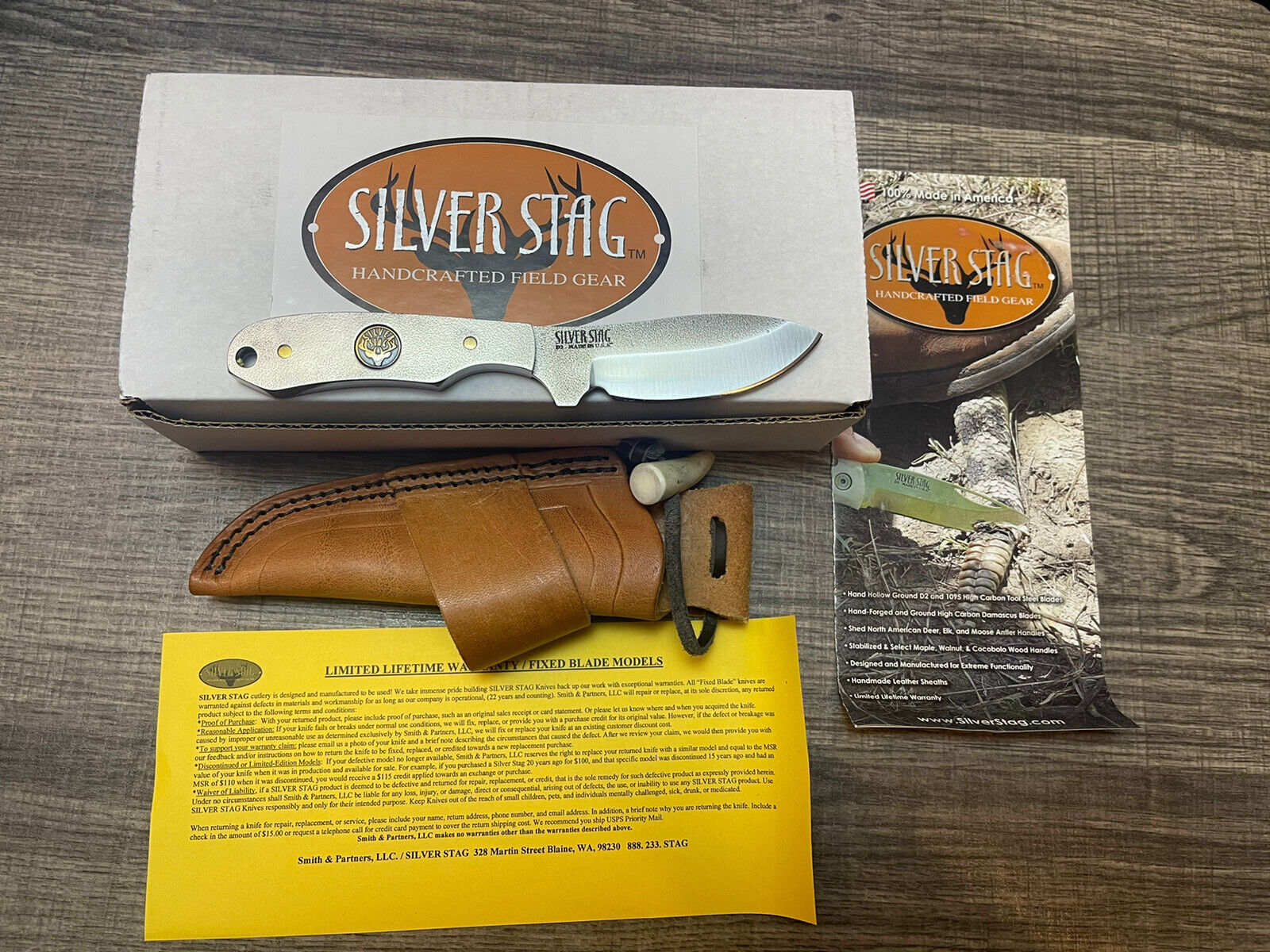 Silver Stag Whitetail Steel Caper Fixed Blade Knife, Steel Handle WSC3000