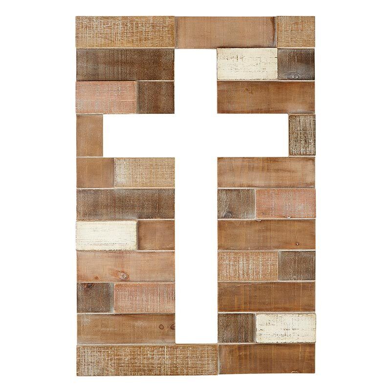 Rustic Plank Wood Inspirational Wall Decor, 24 Inch, Cut-Out Cross - Pack of 2