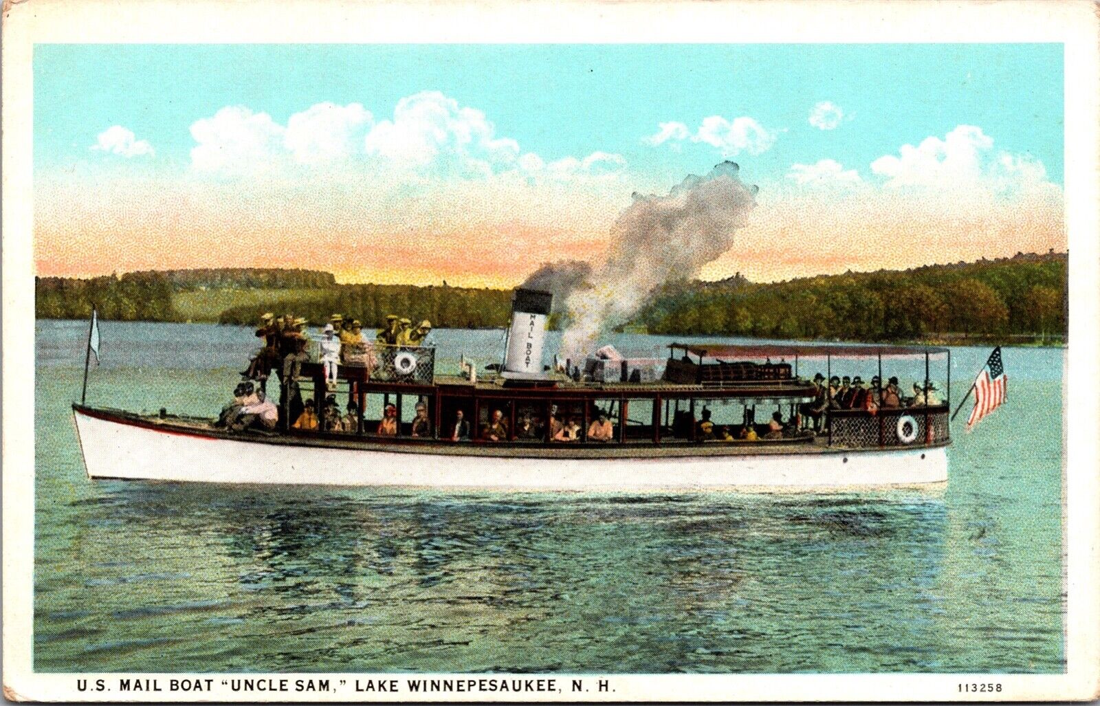 Postcard U.S. Mail Boat Uncle Sam in Lake Winnepesaukee, New Hampshire~138959