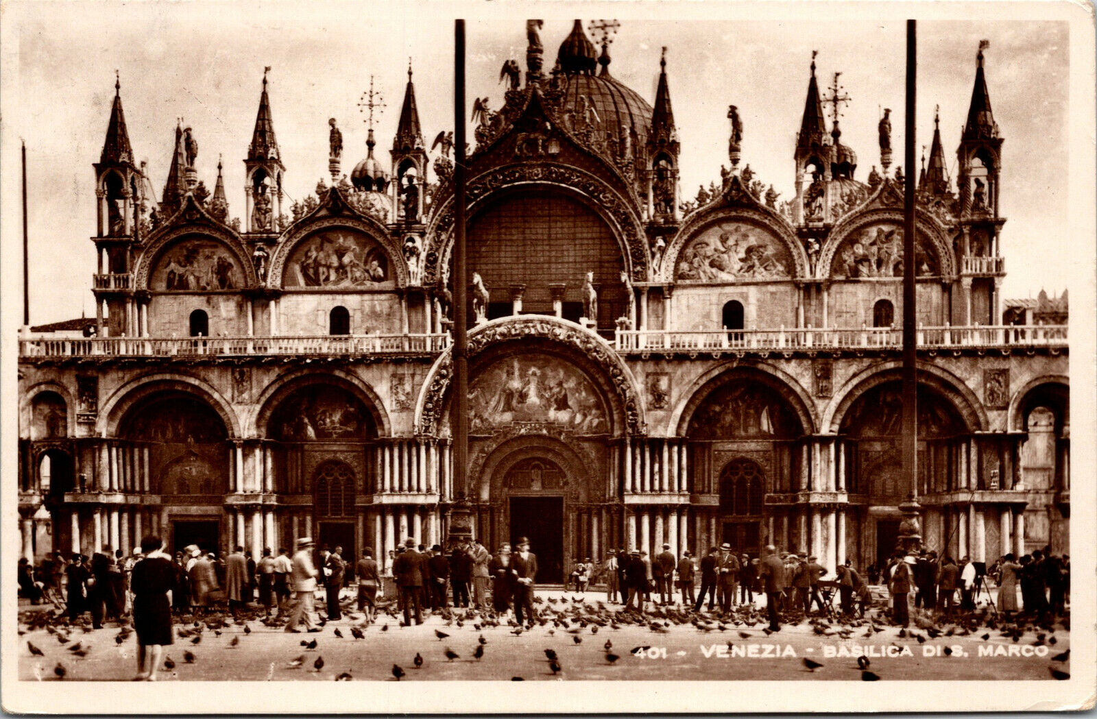 Vtg 1940s Venezia Basilica Di San Marco Venice Italy RPPC Real Photo Postcard