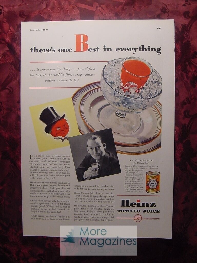 1936 Esquire Advertisement HEINZ tomato juice