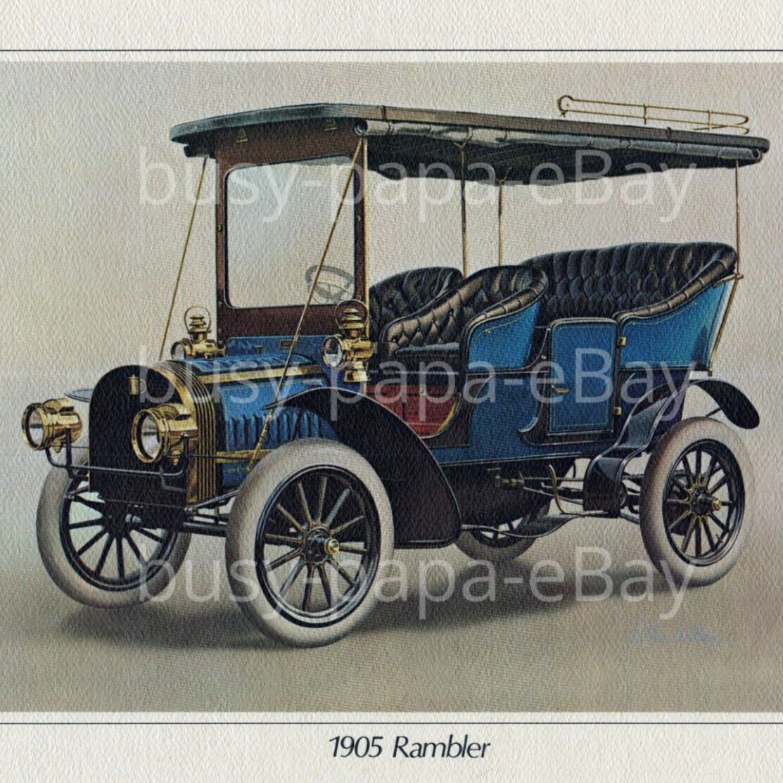 Vintage 1960s Thomas B. Jeffery Company 1905 Rambler Car Art Print