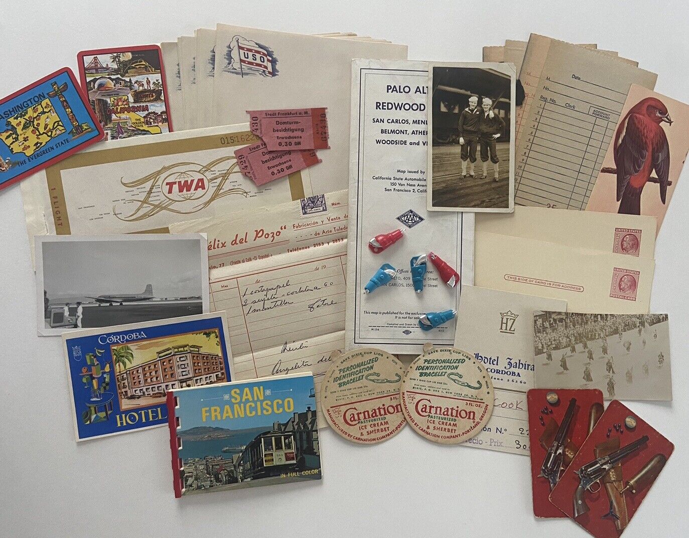 Authentic Vintage Ephemera Paper Lot Travel Memorabilia Mixed Media