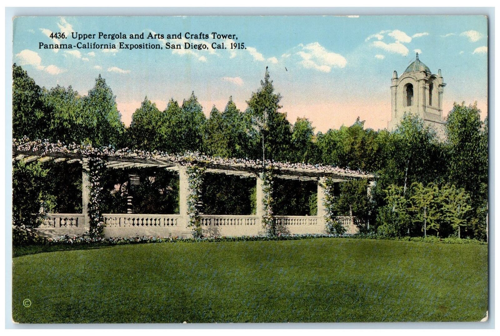 c1910s Upper Pergola Arts And Crafts Tower Expo San Diego California CA Postcard