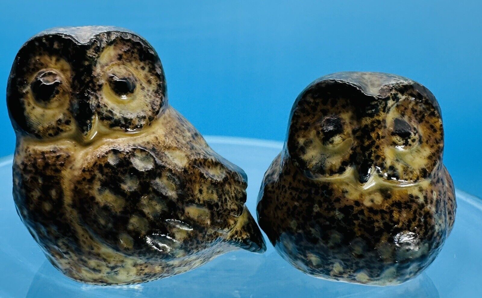 Pair Of Owls 2 Mini Vintage Retro Owl Tiny Miniature Figurines Made in Japan